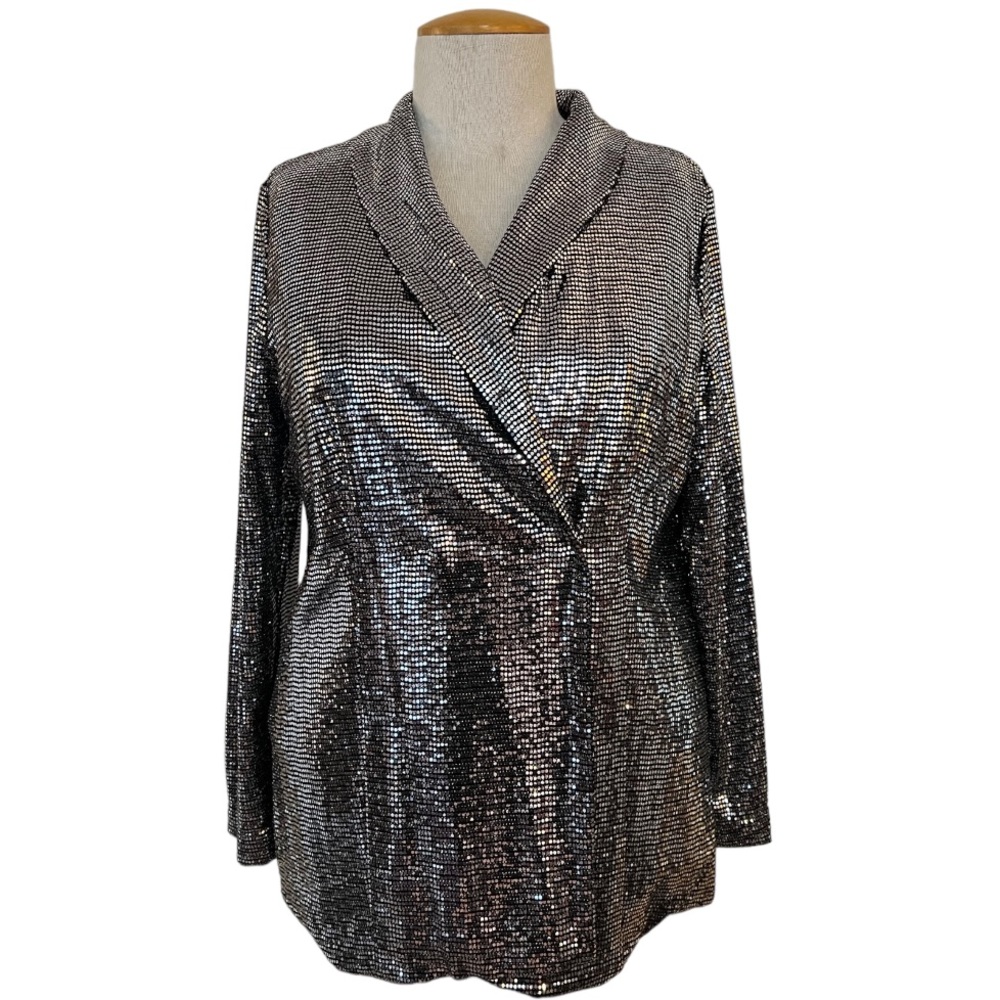 Haute Fox Lux Bold Stunna Sequin Blazer, Size 2X